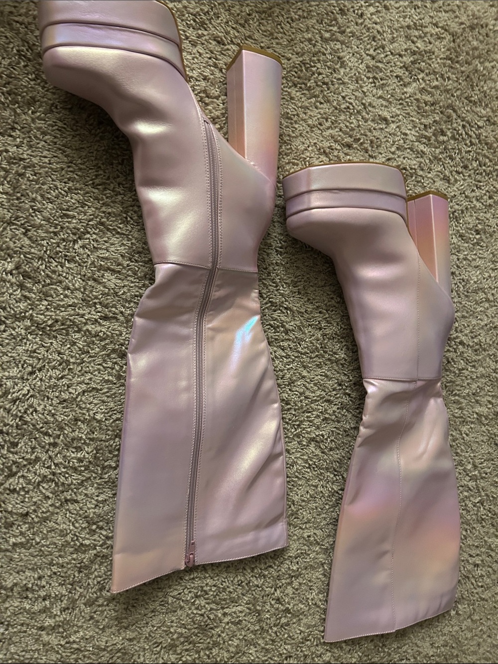 Women’s Iridescent Pink Platform Boots